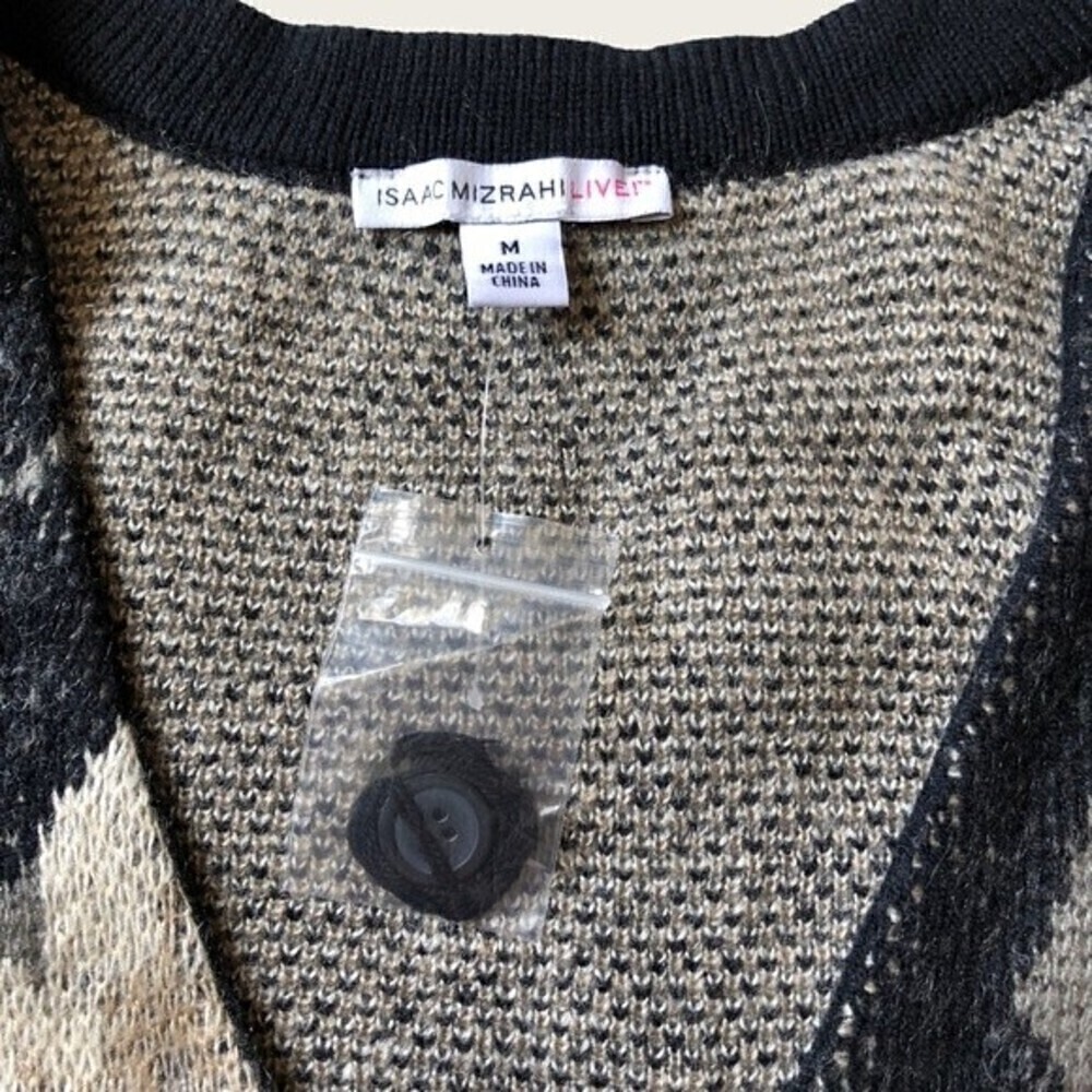 Isaac Mizrahi Knit Floral Intarsia Long Cardigan Sweater Button Front V-Neck M - Picture 9 of 15
